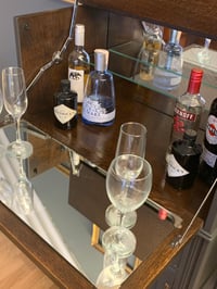 Image 2 of Solid oak drinks cabinet in dark grey & gold.