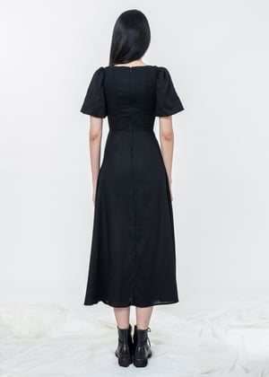 Image of Black Corset Puff Sleeves Dress