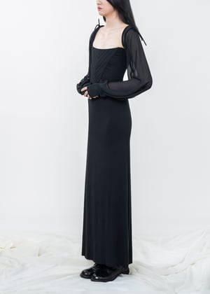 Image of Leia Corset Top With Sheer Sleeves - Black