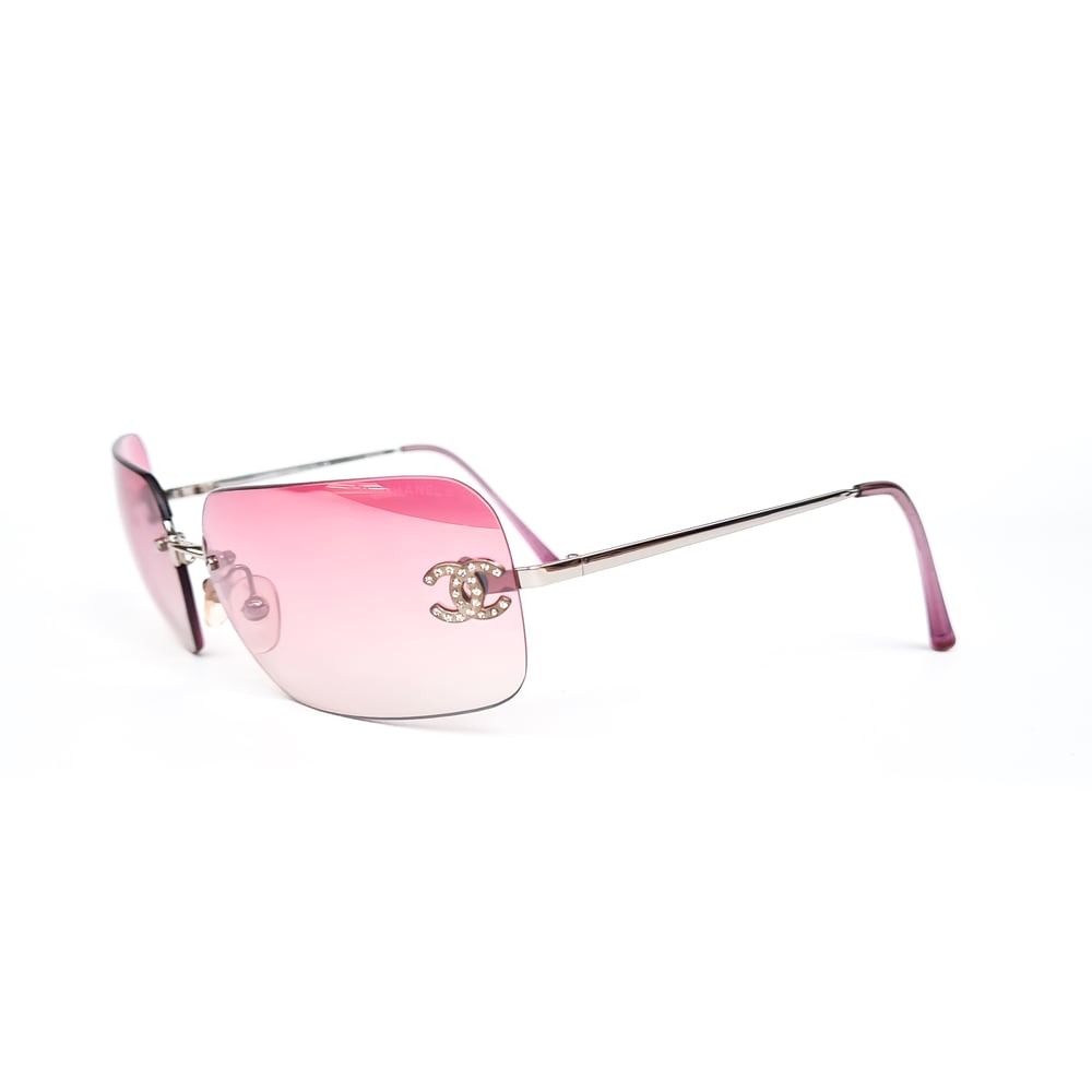 Image of Chanel CC Crystal Frameless Pink Gradient Sunglasses