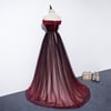 Beautiful Beaded Tulle Dark Red Gradient Evening Dress, Long Prom Dress