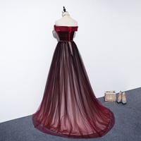 Image 2 of Beautiful Beaded Tulle Dark Red Gradient Evening Dress, Long Prom Dress