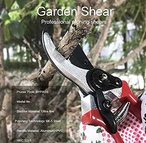 Image of Skye Services 8" Garden Pruners, Hand Shears, Tree Trimmer, Branch Cutter, SK-5 Steel