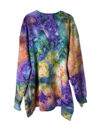 Image 7 of 3XL Unisex Ring Spun Cotton Blend Crew Sweatshirt in Autumn Rainbow Ice Dye