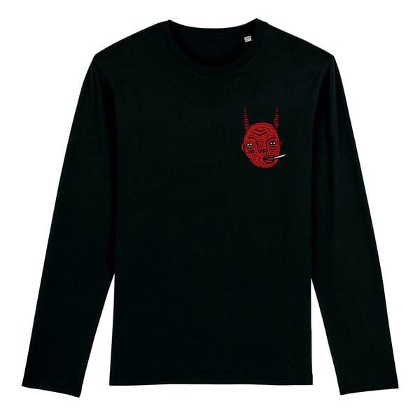 Image of Devil Head Long Sleeve Black - Unisex T - By Polly Nor