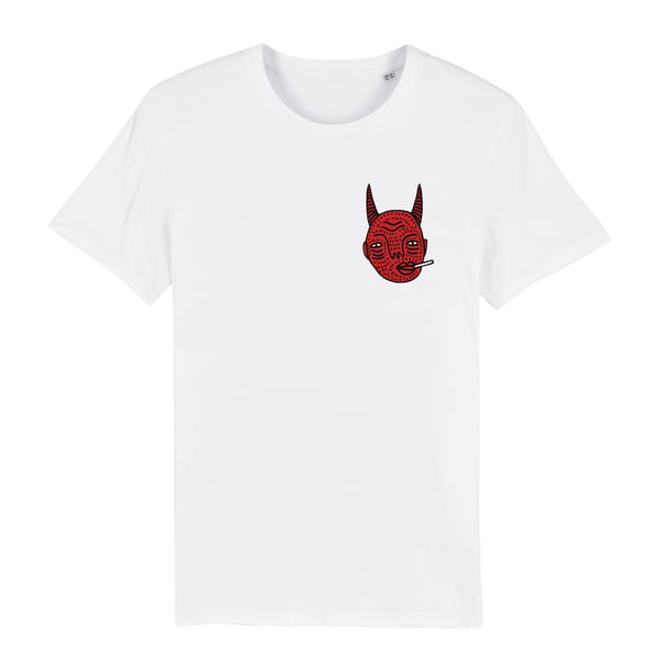 Image of White Devil Head - Unisex T - By Polly Nor