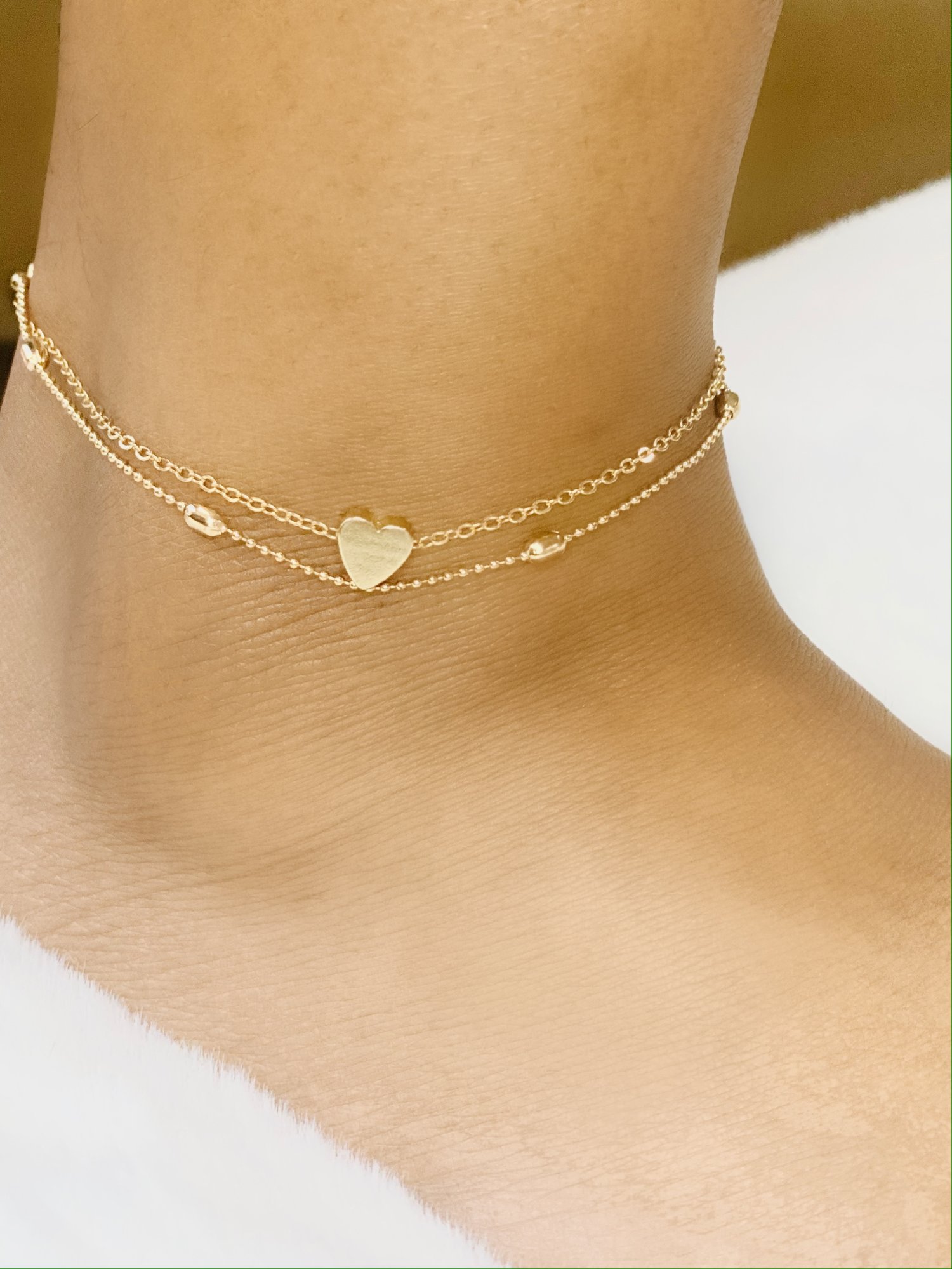 Image of Layered Heart Anklet