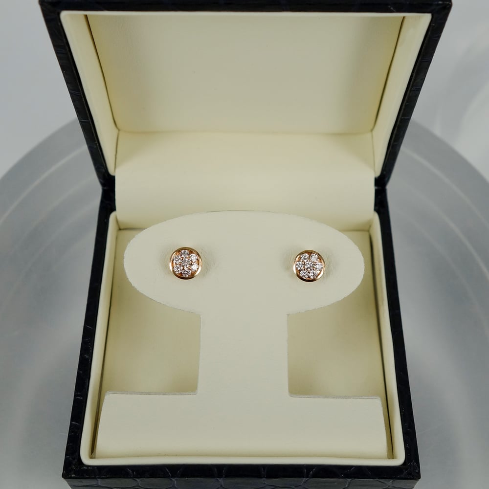 Image of PJ5451 - 14ct rose gold diamond pave set studs 