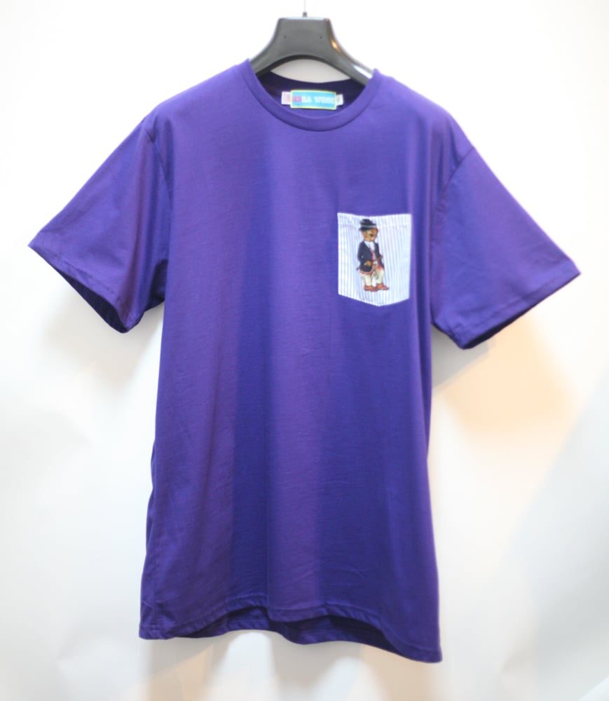 Image of Purple Teddy Bear Pocket Tee Shirt