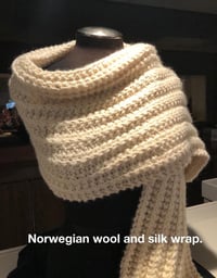 Image 1 of Hand Knit Norwegian Silk Wrap - Luxurious 