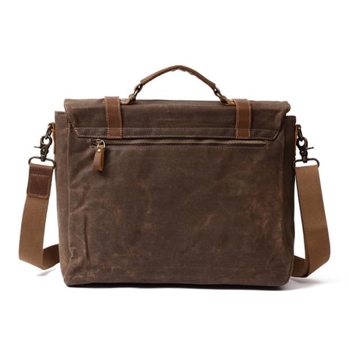 Image of Waxed Canvas Leather Messenger Bag, Men's Shoulder Bag FX8806
