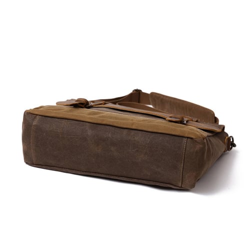 Image of Waxed Canvas Leather Messenger Bag, Men's Shoulder Bag FX8806