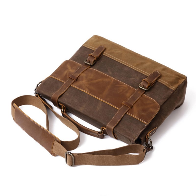 Waxed Canvas Leather Messenger Bag, Men's Shoulder Bag FX8806