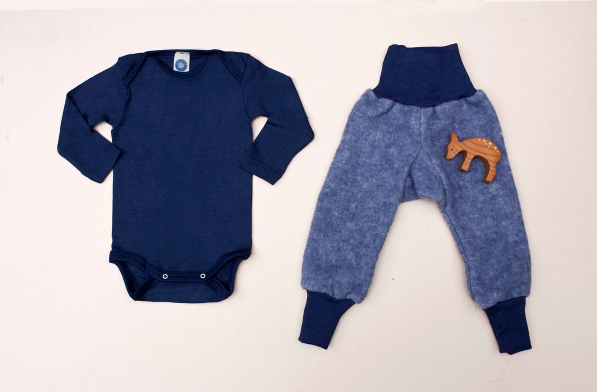 Image of Cosilana Wool silk baby body navy