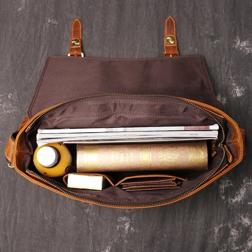 Image of Handmade Vegetable Leather Men's Messenger Bag, Shoulder Bag LJ1005