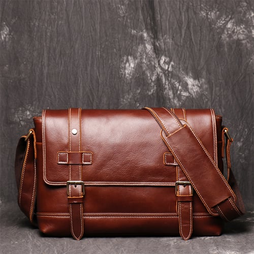 Handmade Vegetable Leather Men's Messenger Bag, Shoulder Bag LJ1005 ...