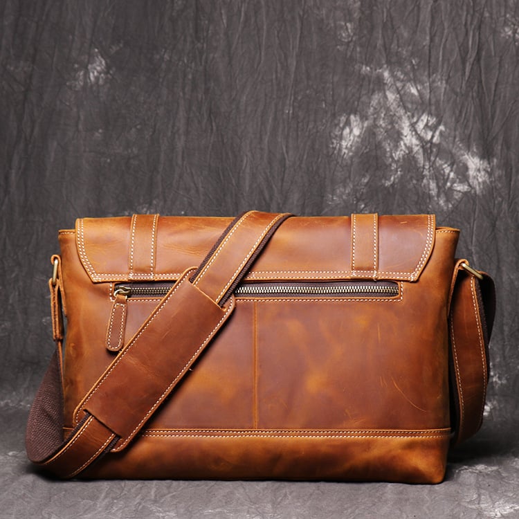 Handmade Vegetable Leather Men's Messenger Bag, Shoulder Bag Handmade Vegetable Leather Men's Messenger Bag, Shoulder Bag