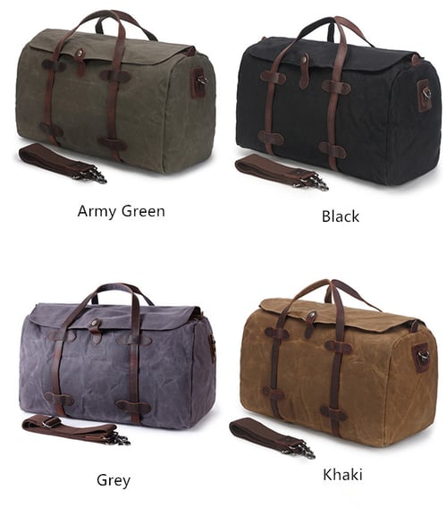 Waxed Canvas Duffle Bag Holdall Luggage Weekender Bag Travel Bag AF12 ...