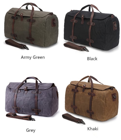Image of Waxed Canvas Duffle Bag Holdall Luggage Weekender Bag  Travel Bag AF12