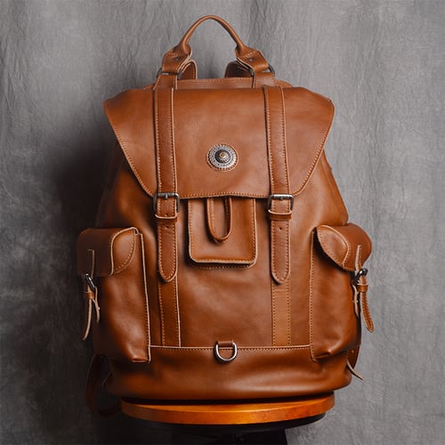 Image of Large Leather Backpack Handmade Vintage Men Travel Backpack NP03