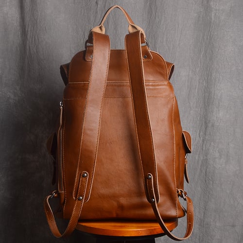 Image of Large Leather Backpack Handmade Vintage Men Travel Backpack NP03
