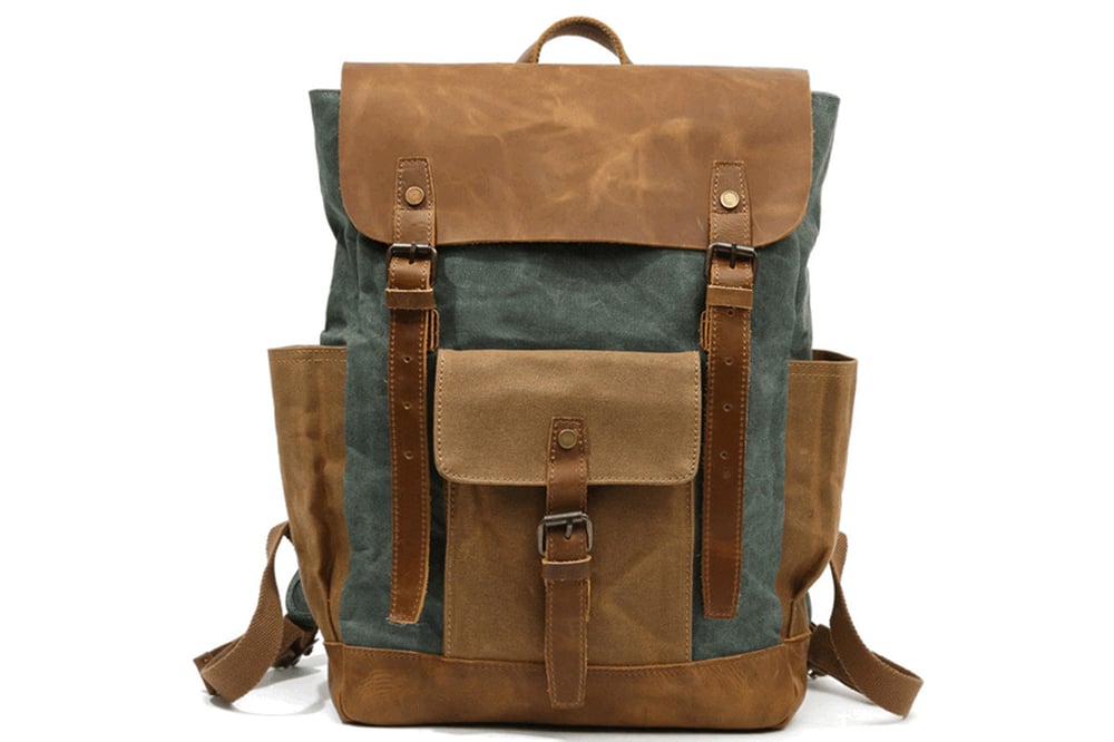 Image of Waxed Canvas Backpack Rucksack Travel Backpack YC02