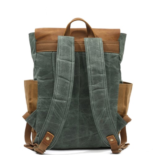 Image of Waxed Canvas Backpack Rucksack Travel Backpack YC02