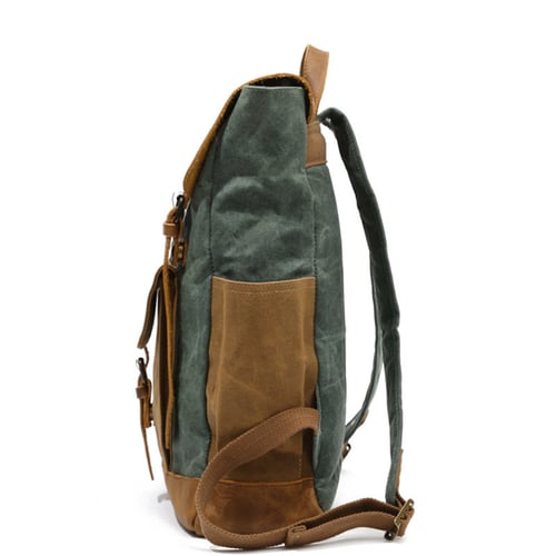 Image of Waxed Canvas Backpack Rucksack Travel Backpack YC02