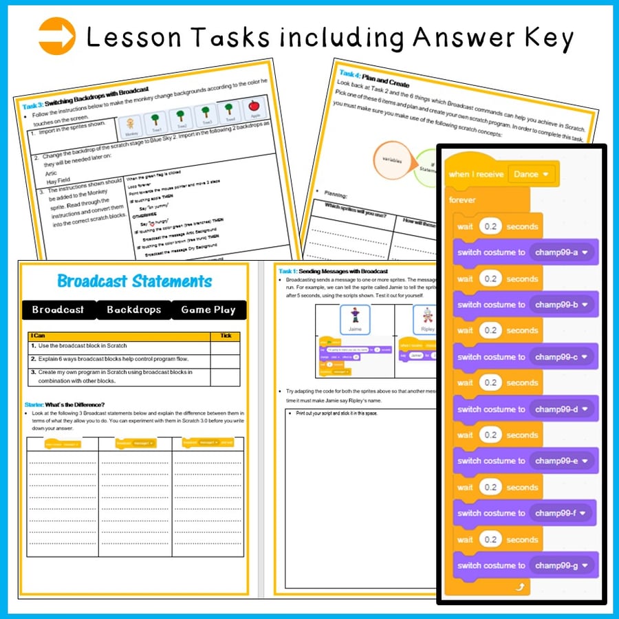 Image of Scratch Programming Broadcast Blocks Skill Level Advanced Distance Learning