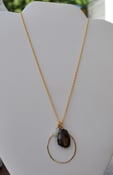 Image of Smoky Quartz and Amazonite Hoop Charm Necklace