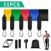 KFF Resistance Bands Set, Long Exercise Bands Indoor/Outdoor 11PCS Workout Fitness Bands with Handle