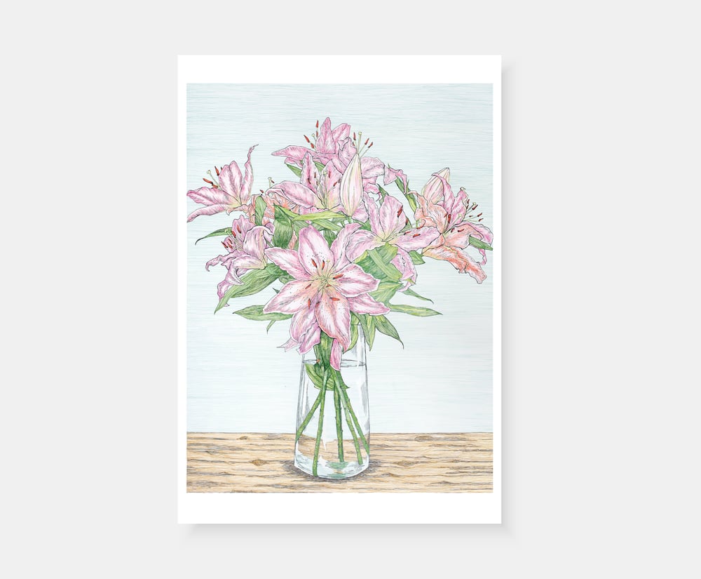 Image of Lilies in Bloom - Print