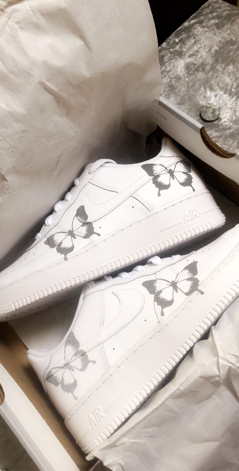 butterfly reflective air force ones