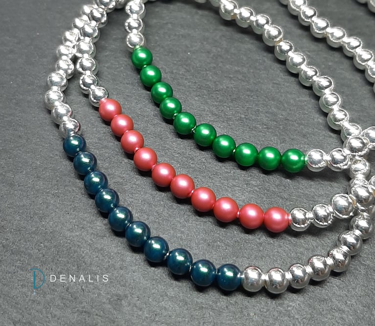 Margaux sterling silver bracelets with crystal pearls Image 3