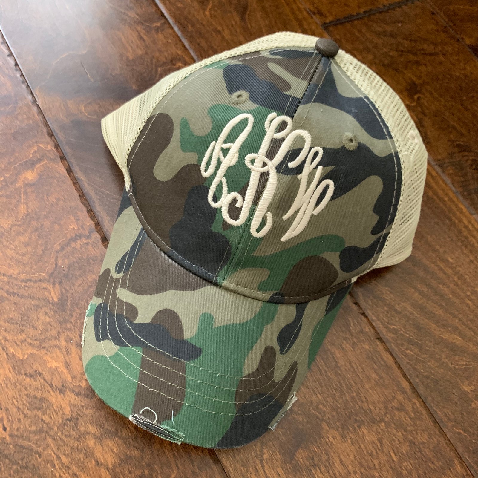 camo monogram hat