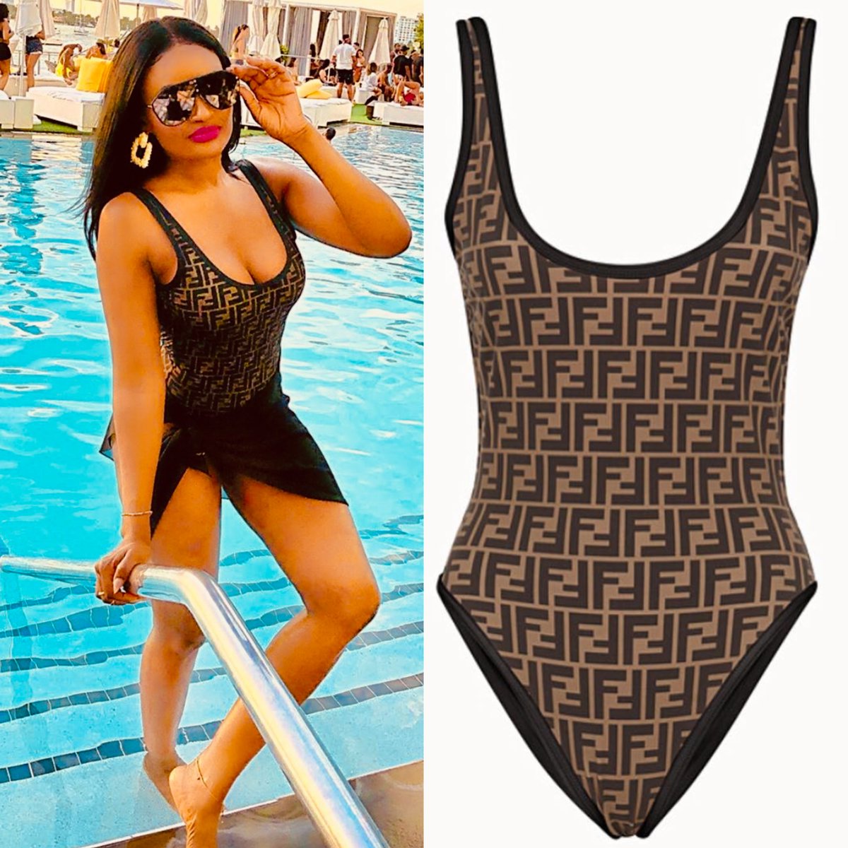 Image of Black and Brown Swimsuit 