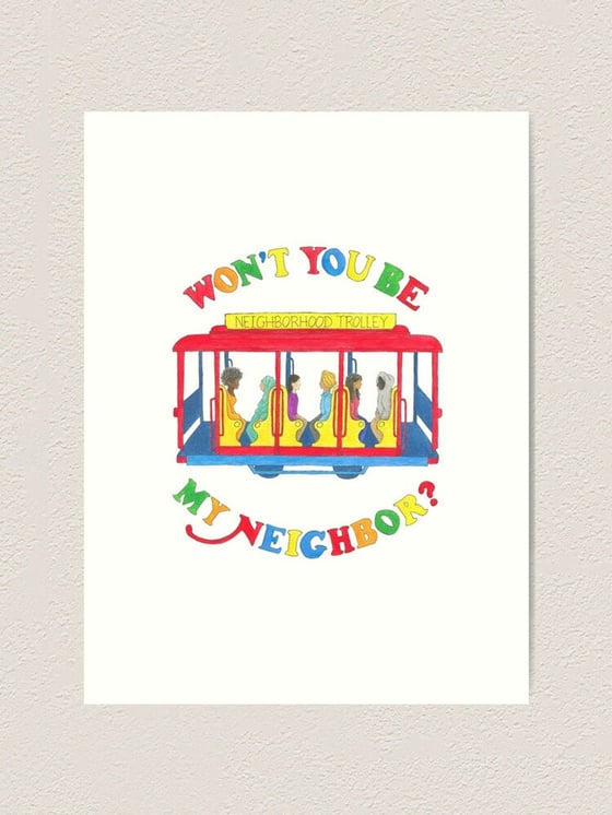Image of Mister Rogers Neighborhood Trolley Giclee Art Print | Kids Decor | Won't You be my Neighbor? 