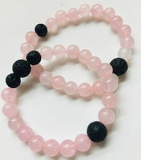 Rose Quartz and Black Lava Bracelet Set
