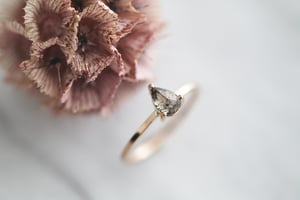 Image of 18ct rose gold, pear shape 'salt and pepper' diamond ring IOW154