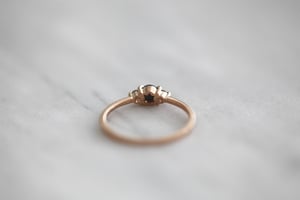 Image of 18ct rose gold, grey rose-cut diamond trilogy ring IOW155