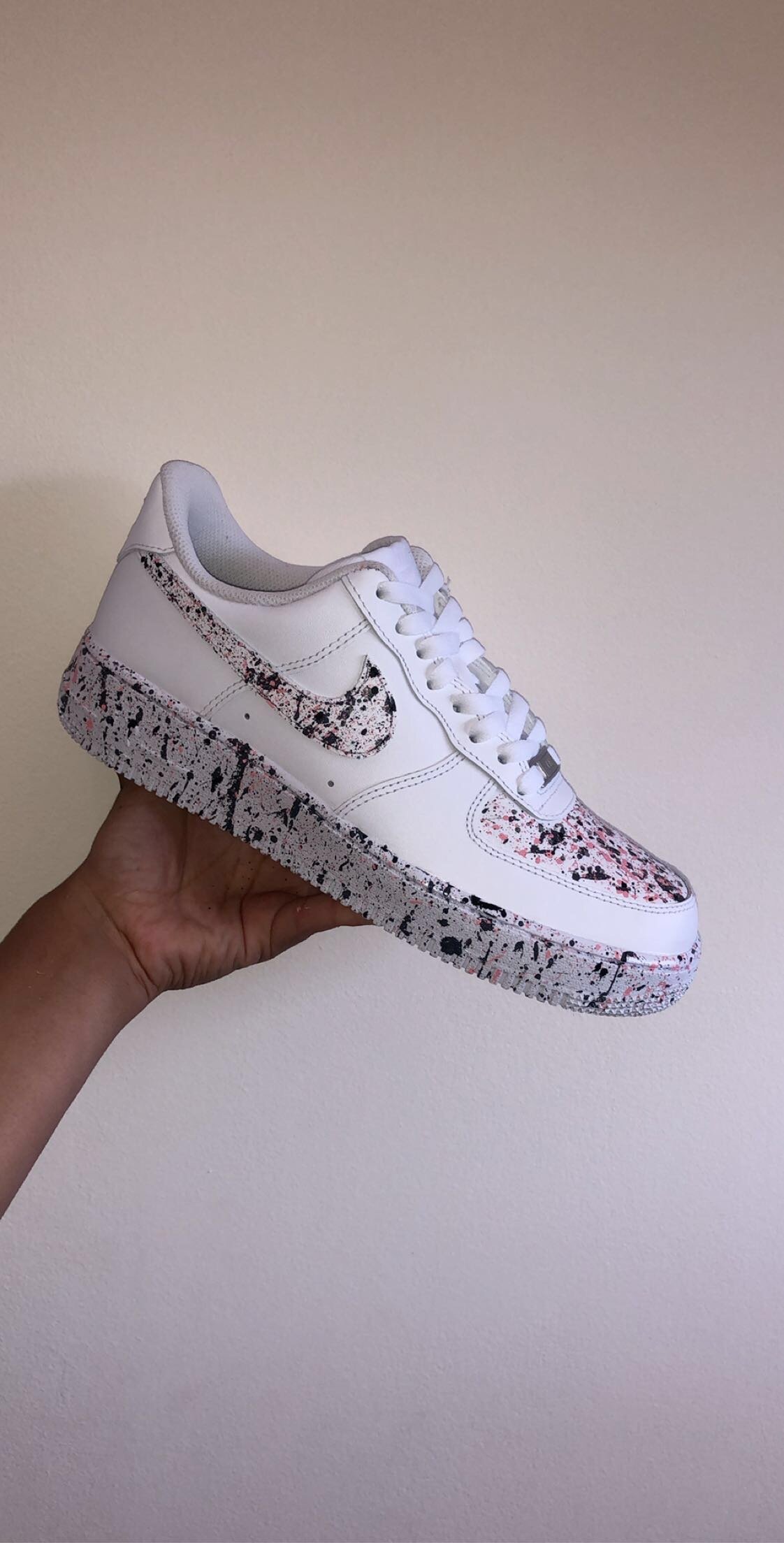 Euphoria Dark Grey Baby Pink Paint Splat Nike Air Force 1 Jtcrepcustoms