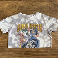 Image 1 of Super Heroes Cropped Bleached Graphic T-shirt