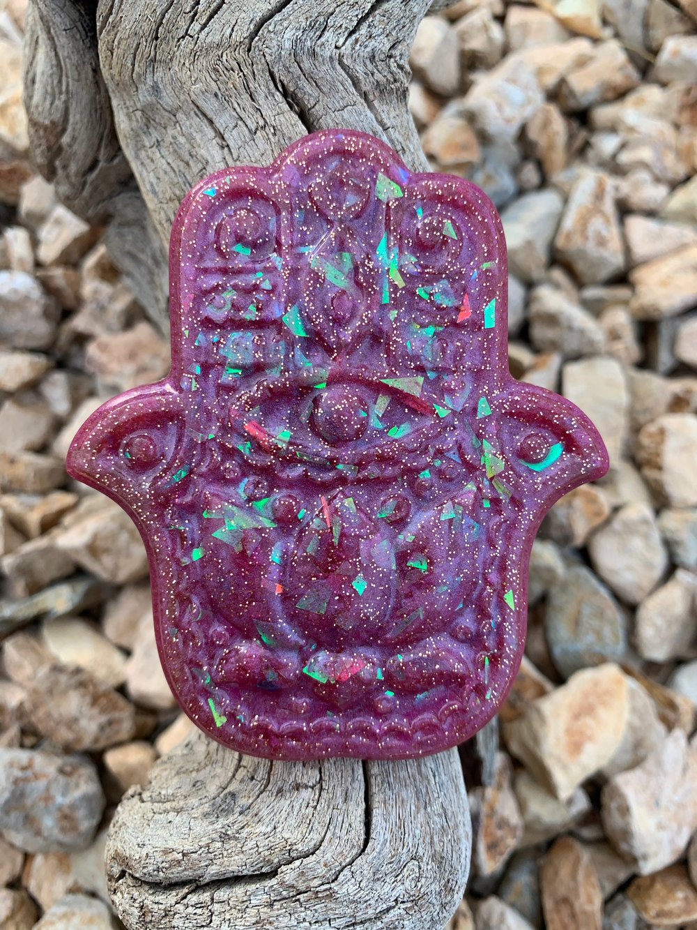 Image of Hamsa Reiki Resin Cell Back 