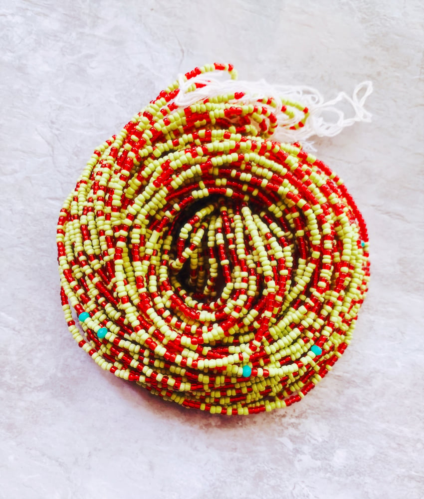 Image of Lime and Ruby XL Tie Waistbead 
