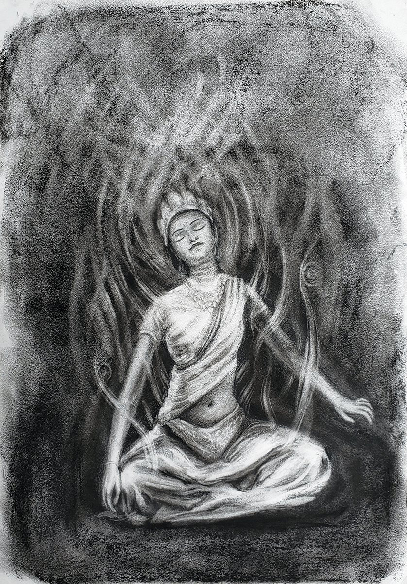 Did a Lord Shiva artwork using Charcoal  rindiasocial