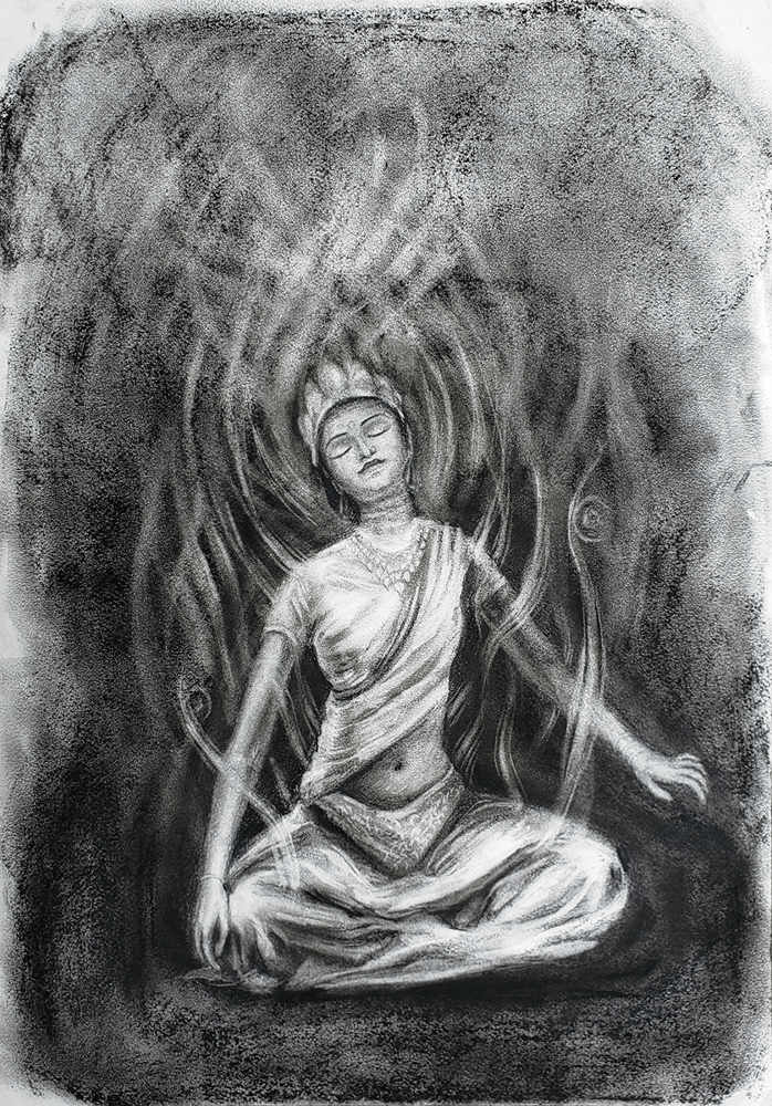 Image of 'Sati (Parvati)' charcoal drawing