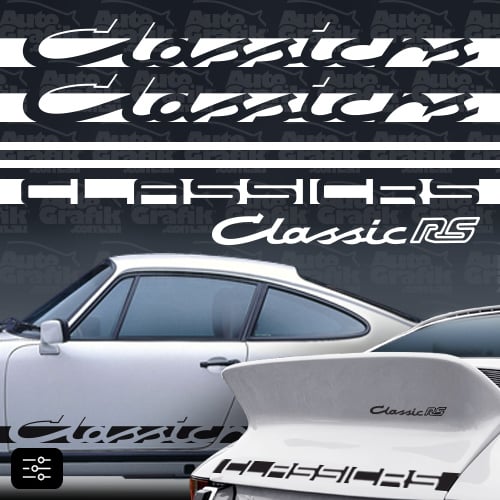 Image of CLASSIC-RS TYPE COMPLETE DECAL SET - YOUR CUSTOM TEXT