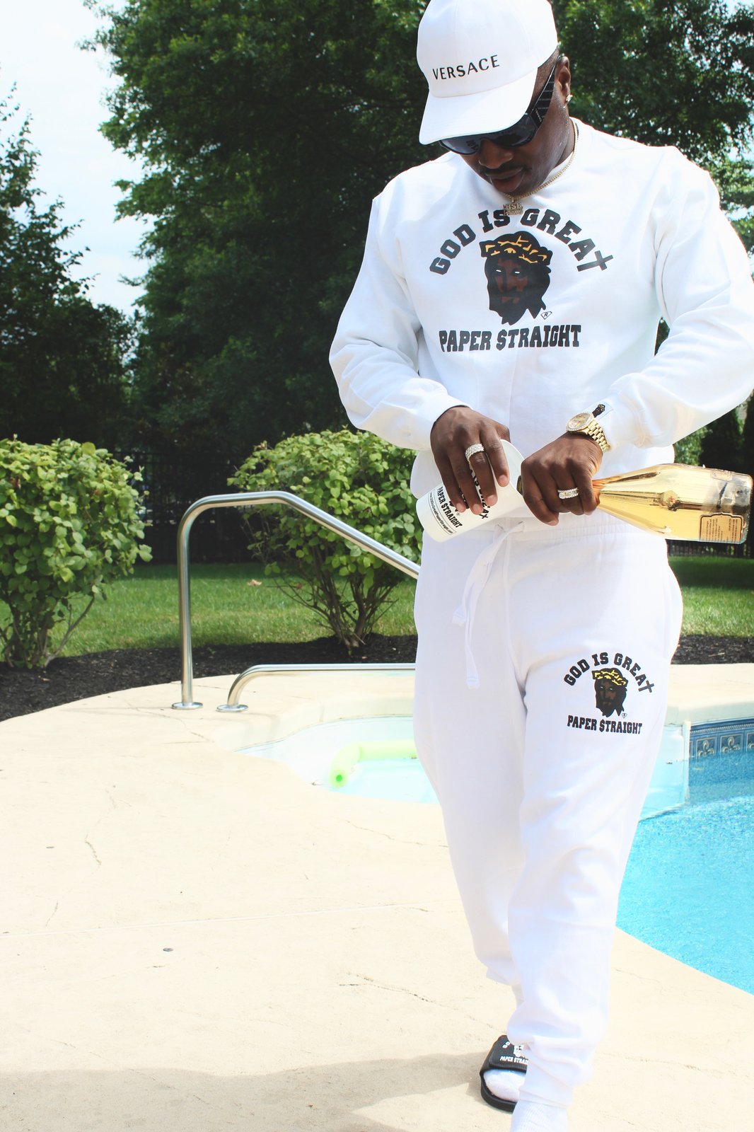 all white sweat suit