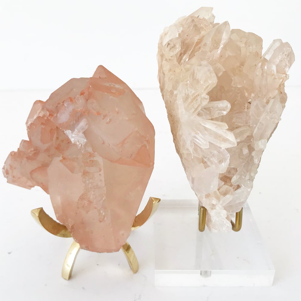 Image of Pink Quartz no.09 + Lucite and Brass Stand