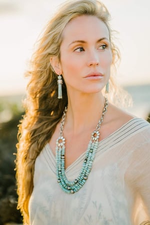 Vintage Rhinestone Larimar & Pearl Necklace